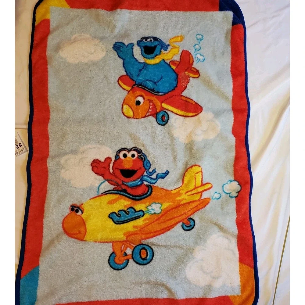 Sesame Street Elmo‎ & Cookie Monster Fleece Babt Blanket Flying Airplanes Pilot